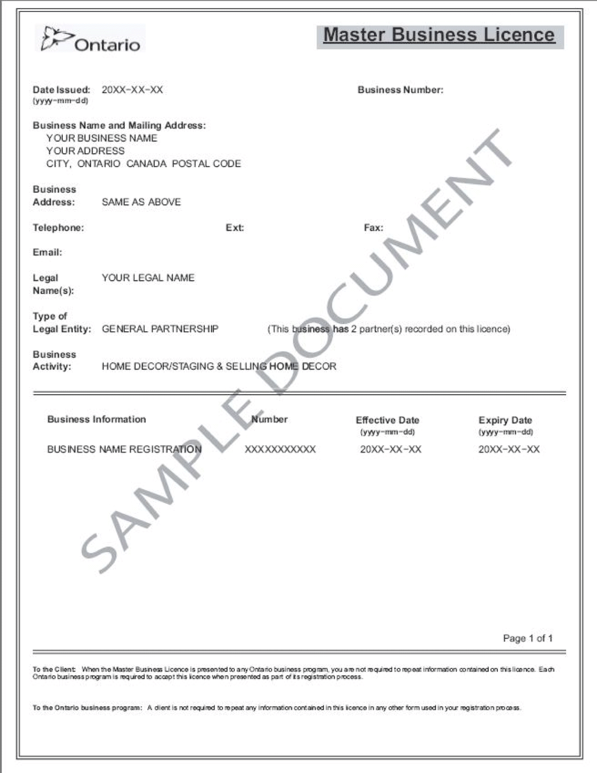 sample business license