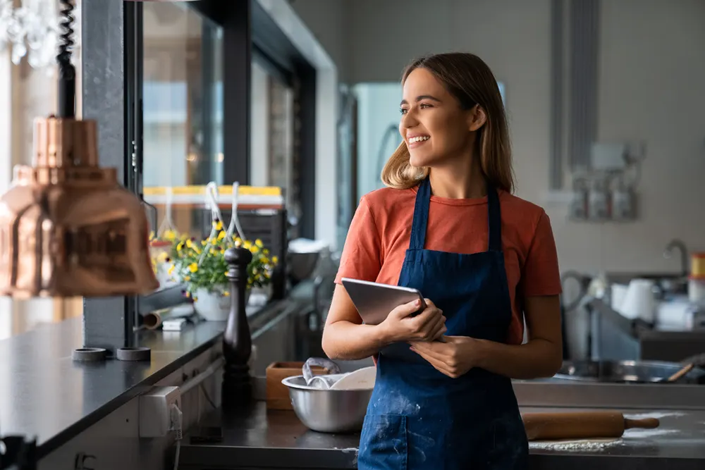 female businesswoman running bakeshop