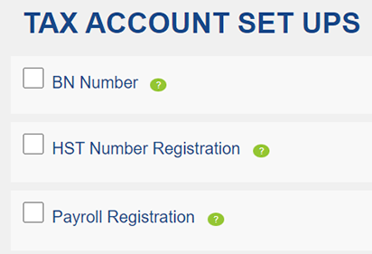 tax account setups