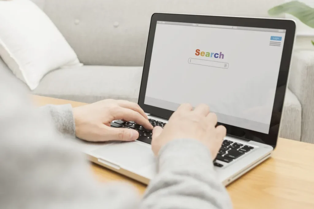Searching online to look up a company license number in Canada