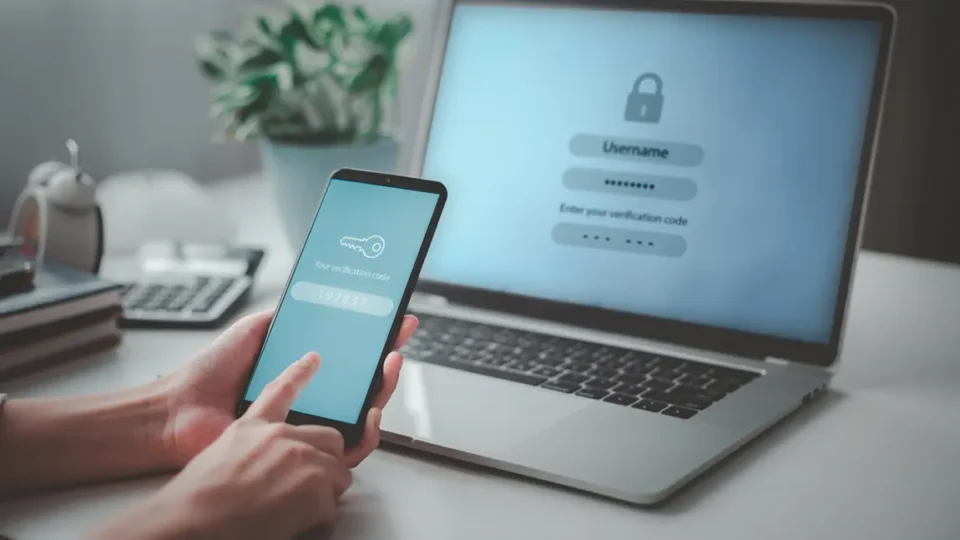 Multi-factor authentication identity verification using mobile phone verification code and laptop login screen